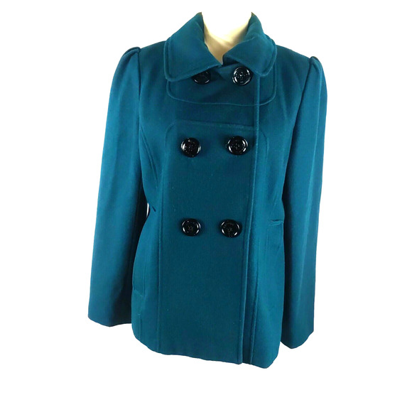 Steve Madden Women's Coat Size Large Blue Green Wool Blend - Picture 1 of 8
